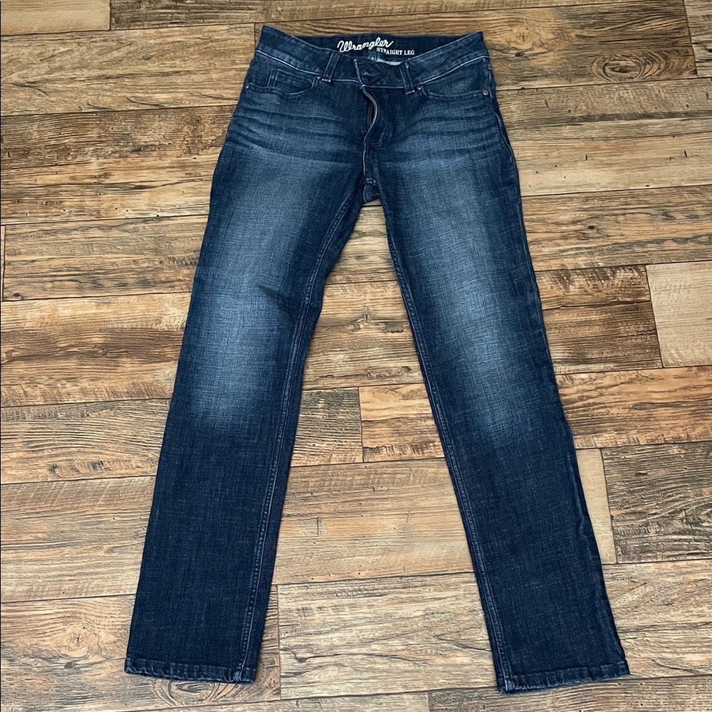 Wrangler Straight Leg Dark Blue Denim Jeans